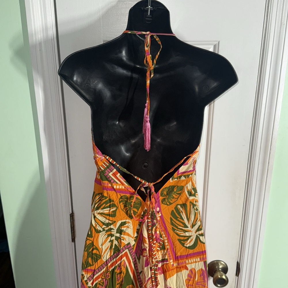 Favela Hype Pink Floral Halter Hi-Lo Dress Brazilian DesignerTropical Size Small - Picture 7 of 13